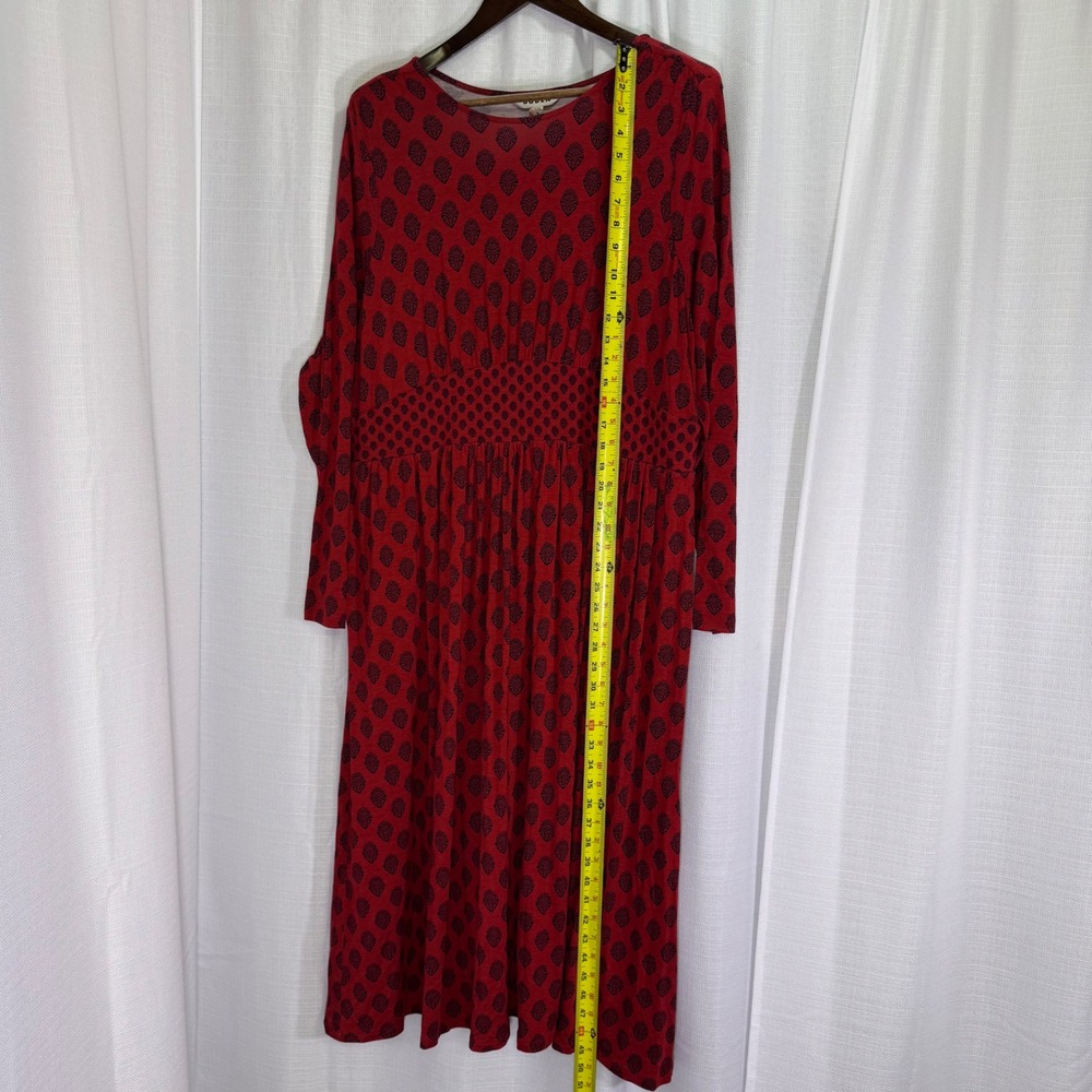 NEW Boden Thea Jersey Midi Dress Womens 20-22R Block Print Long Sleeve Pocket - Picture 9 of 12